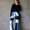 Pantalon Bemiray en denim patchwork, vue de face