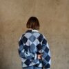 Antsa coat in blue quilted denim back view