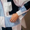 chemise mirana patchwork rose rayures detail manche seconde main