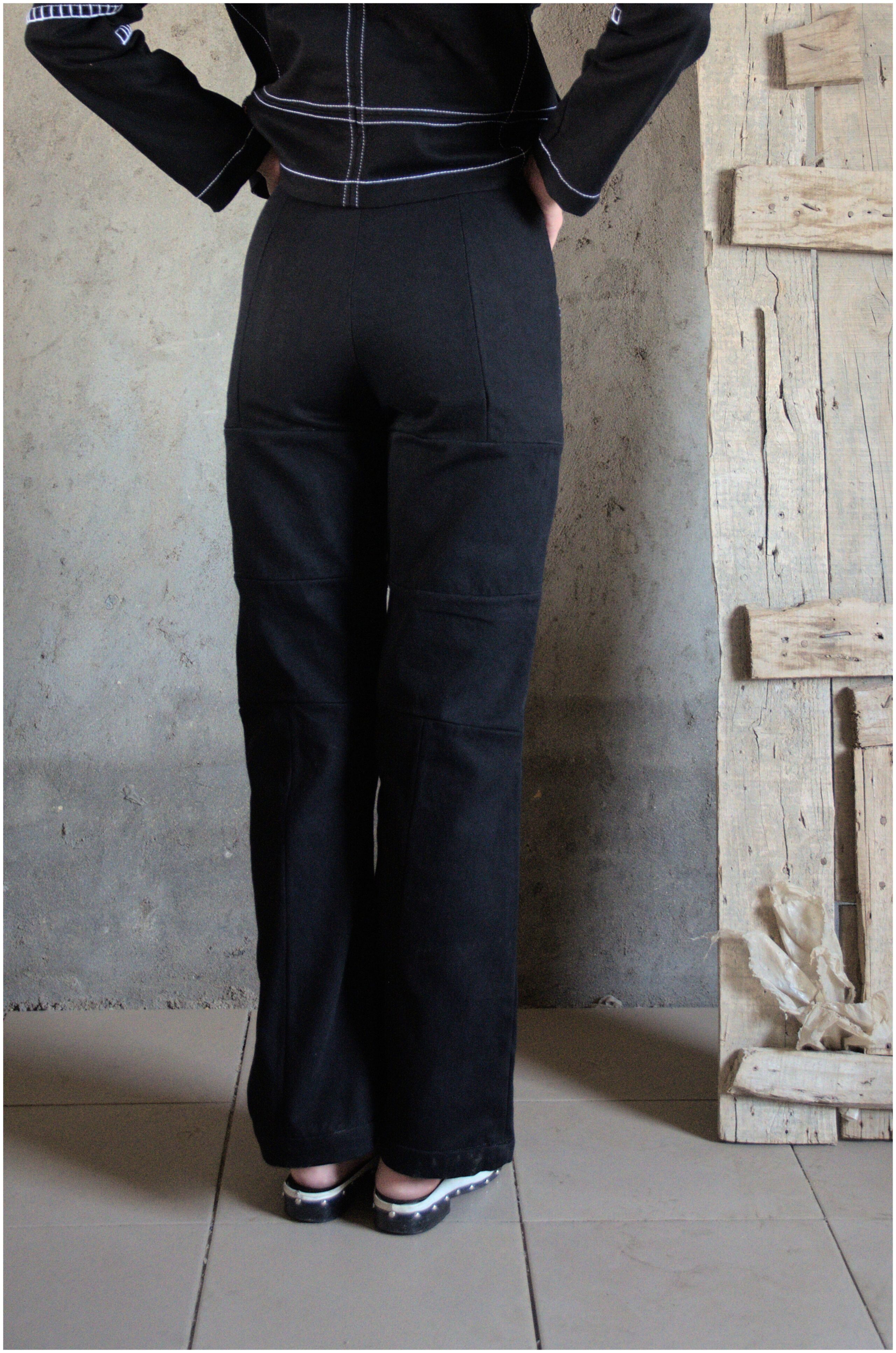 Diamondra black denim trousers back view