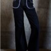 Diamondra black denim trousers front view