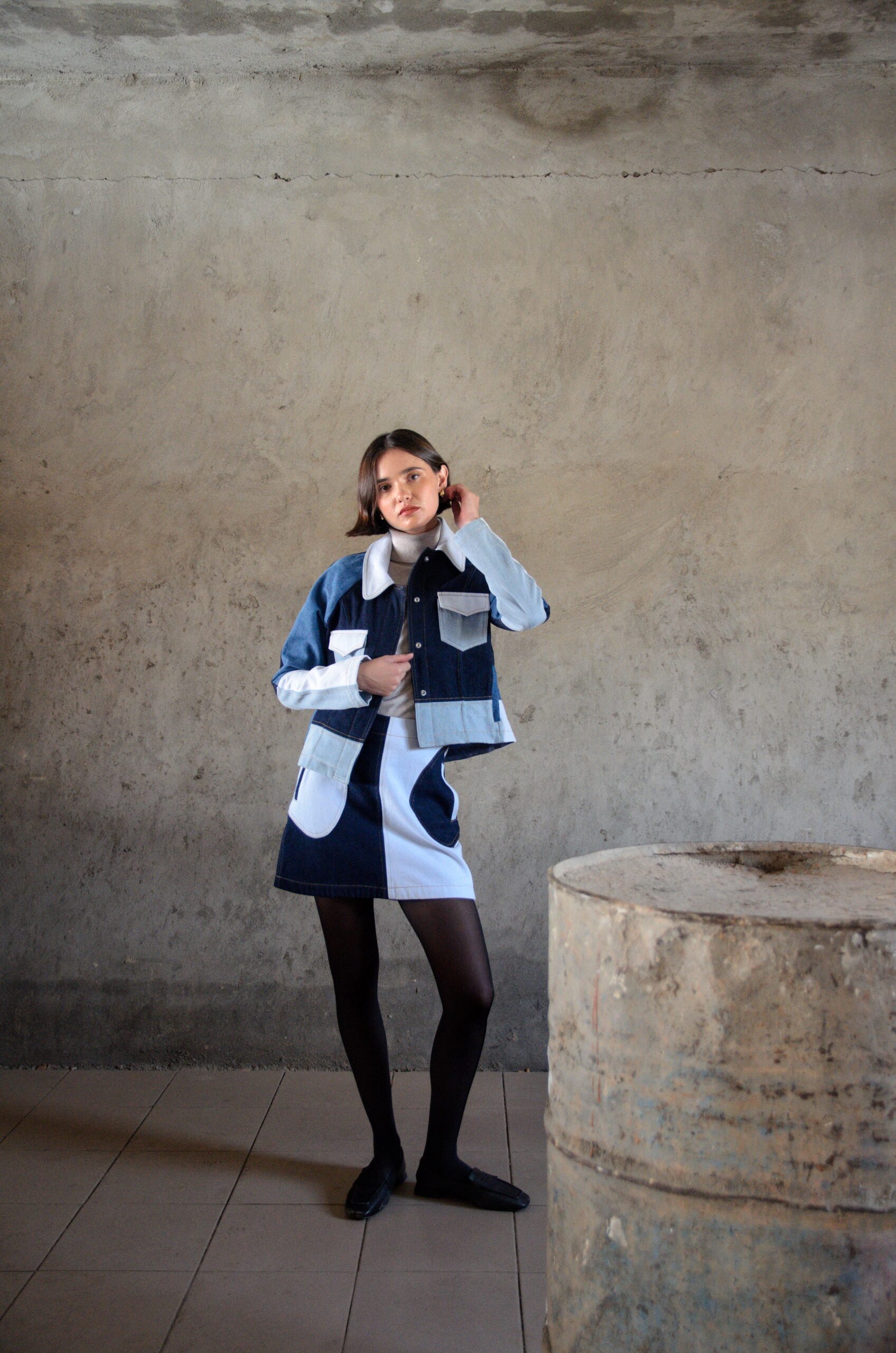 Jupe Lily en denim patchwork ensemble