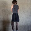 Tantely skirt in black denim back view with contrast stitching